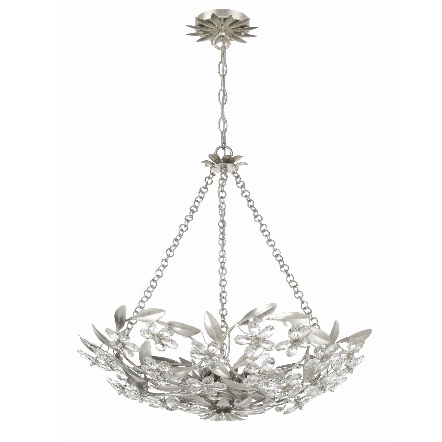 Crystorama Marselle MSL-306-SA – 24 Inch – 6 Light – Chandelier – Antique Silver – Damp Rated