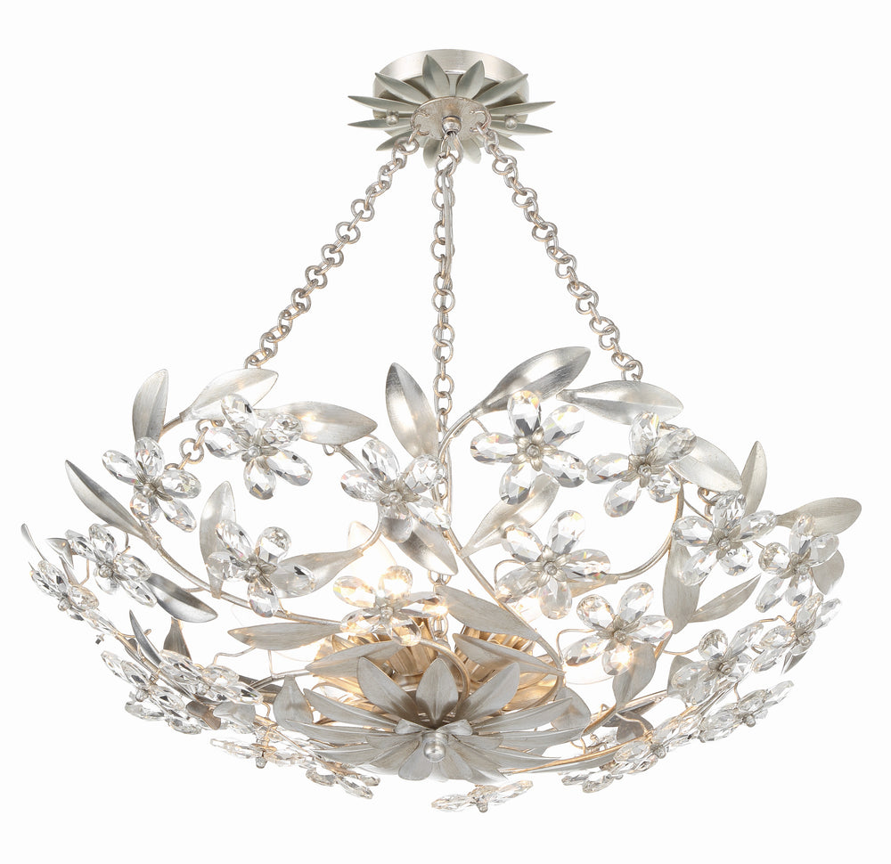 Crystorama MSL-306-SA Ceiling Marselle 6 Light Semi Flush Mount, UL Damp Rated, Antique Silver