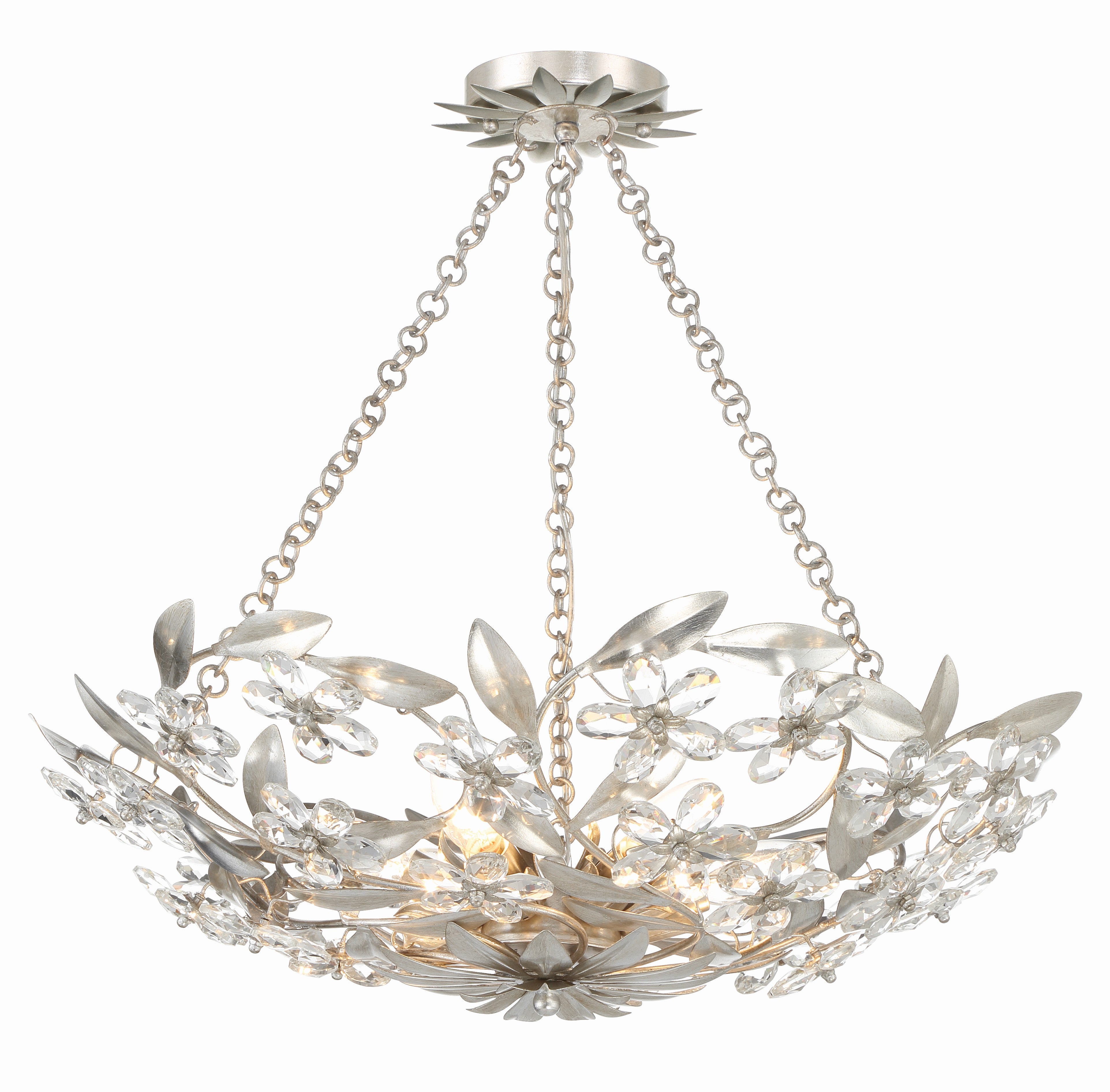 Crystorama Marselle MSL-306-SA_CEILING – 24 Inch – 6 Light – Semi Flush Mount Light – Antique Silver – Damp Rated