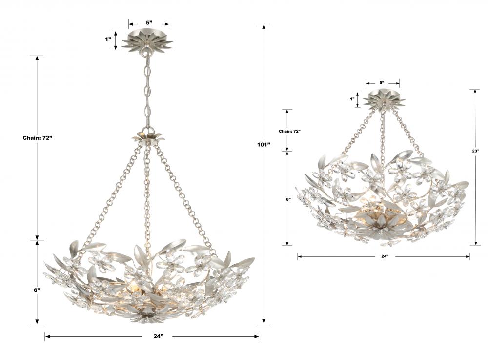 Crystorama MARSELLE MSL-306-SA Chandelier Contemporary - Antique Silver