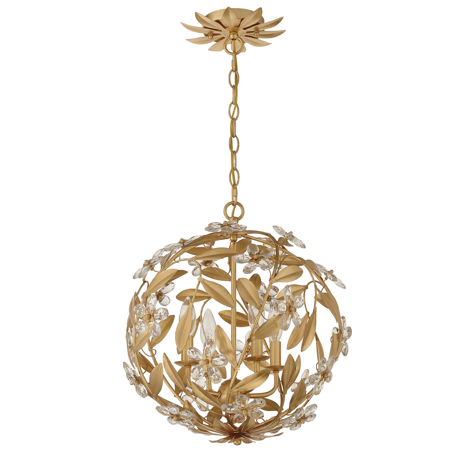 Crystorama Marselle MSL-314-GA – 16.5 Inch – 4 Light – Pendant Light – Antique Gold – Damp Rated