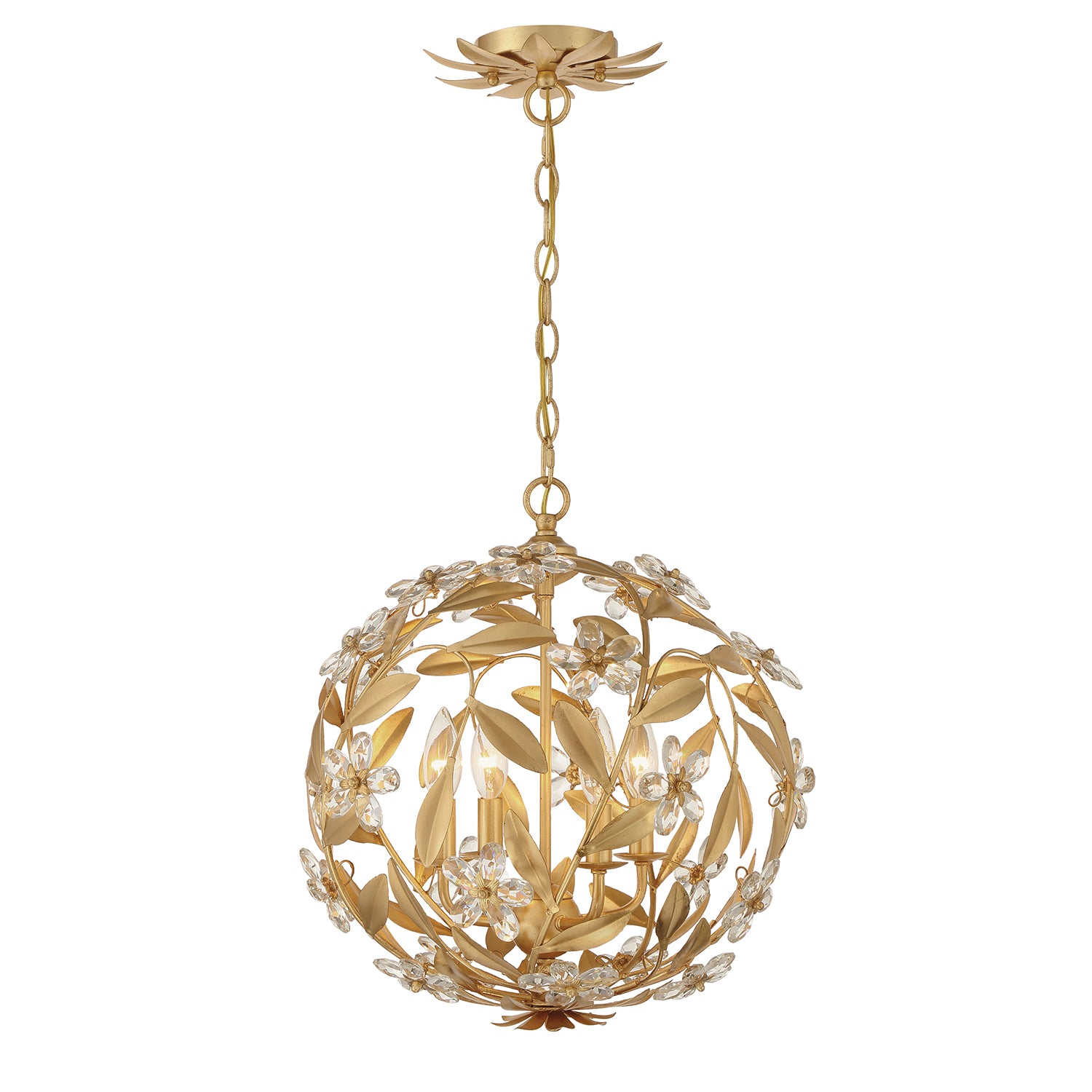 Crystorama Marselle MSL-314-GA – 16.5 Inch – 4 Light – Pendant Light – Antique Gold – Damp Rated