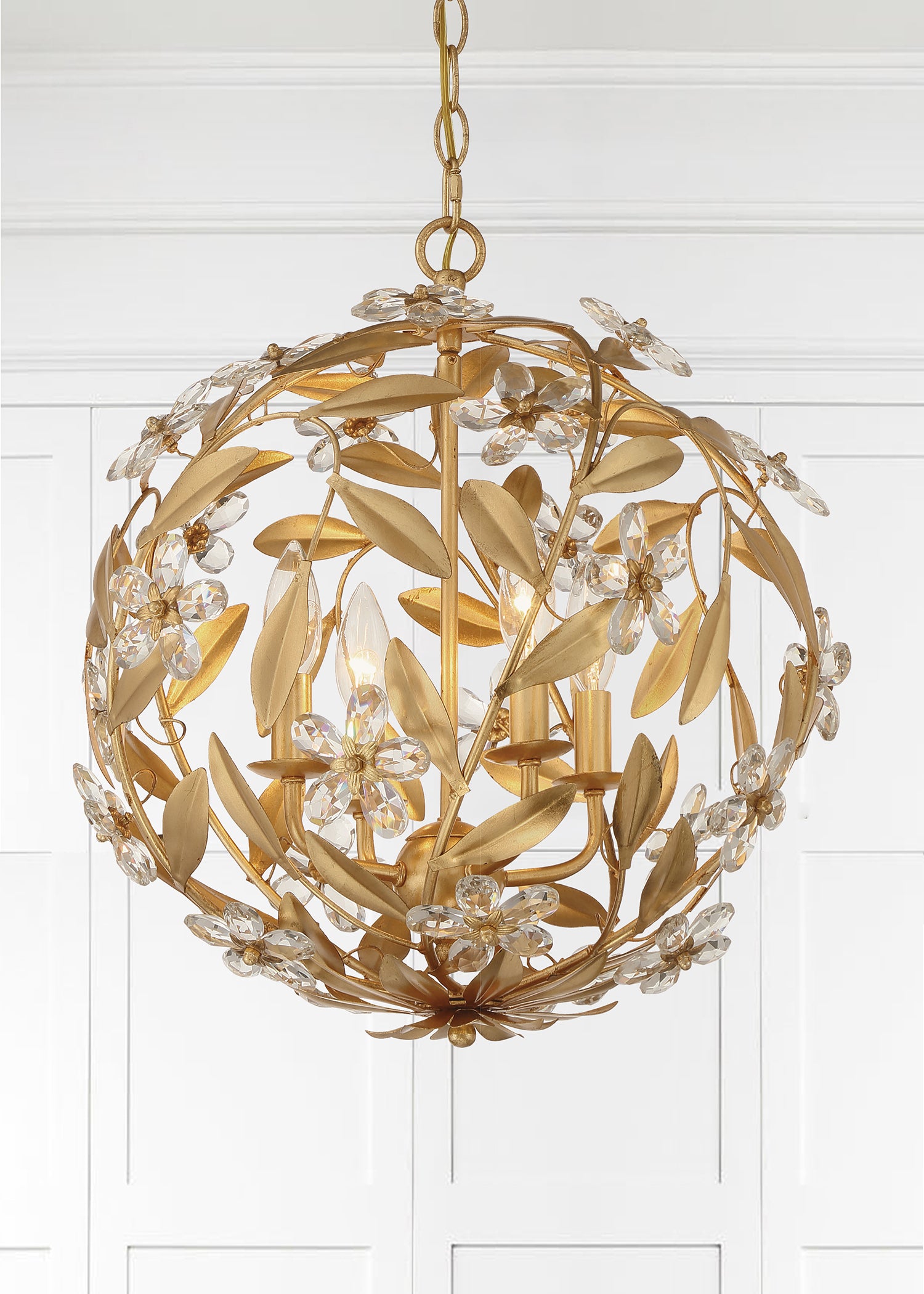 Crystorama Marselle MSL-314-GA – 16.5 Inch – 4 Light – Pendant Light – Antique Gold – Damp Rated