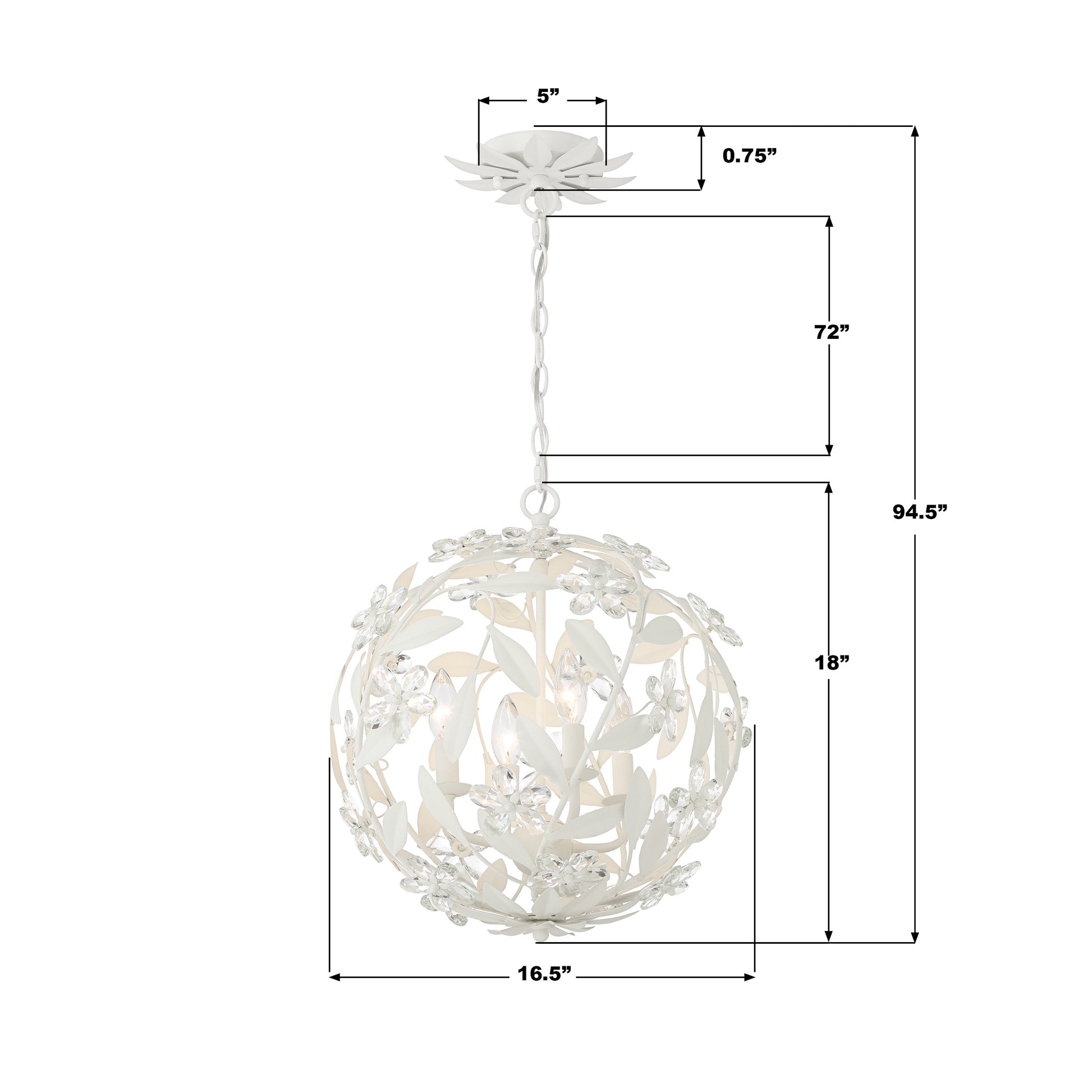 Crystorama Marselle MSL-314-MT – 16.5 Inch – 4 Light – Pendant Light – Matte White – Damp Rated