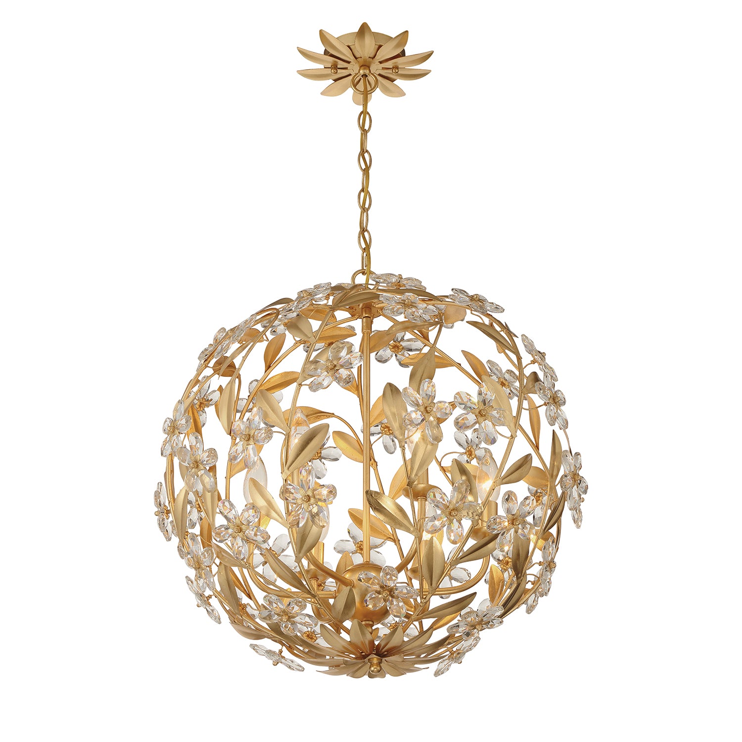 Crystorama Marselle MSL-316-GA – 22 Inch – 6 Light – Pendant Light – Antique Gold – Damp Rated