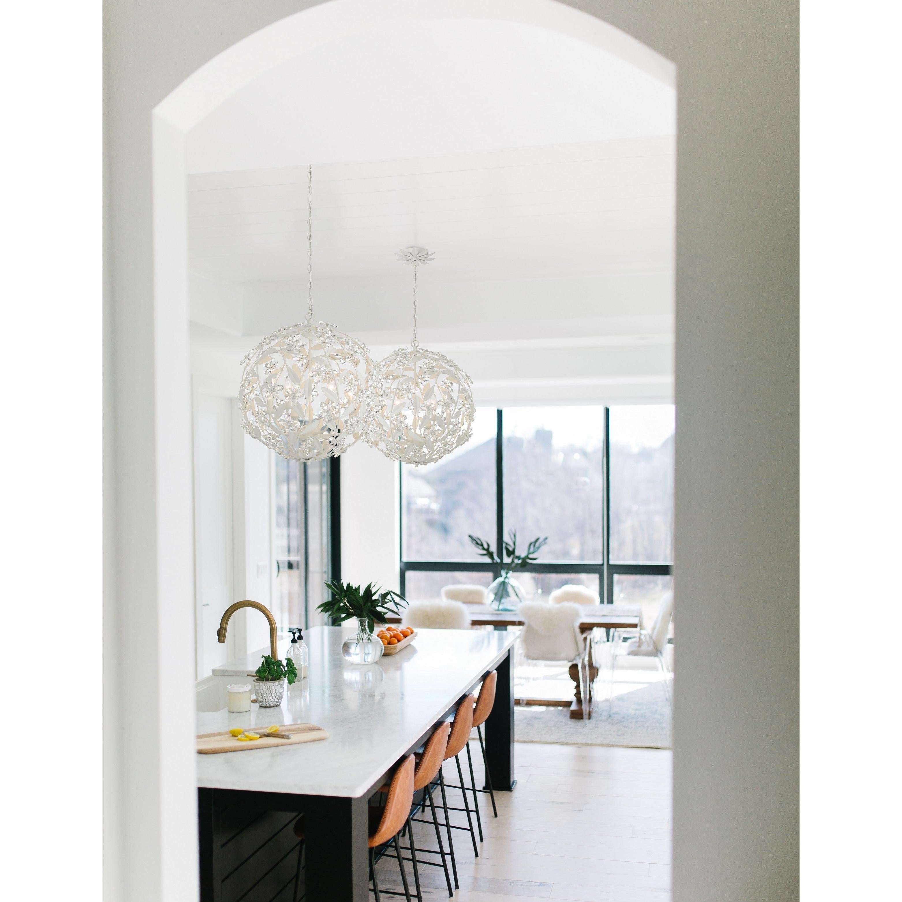 Crystorama Marselle MSL-316-MT – 22 Inch – 6 Light – Pendant Light – Matte White – Damp Rated