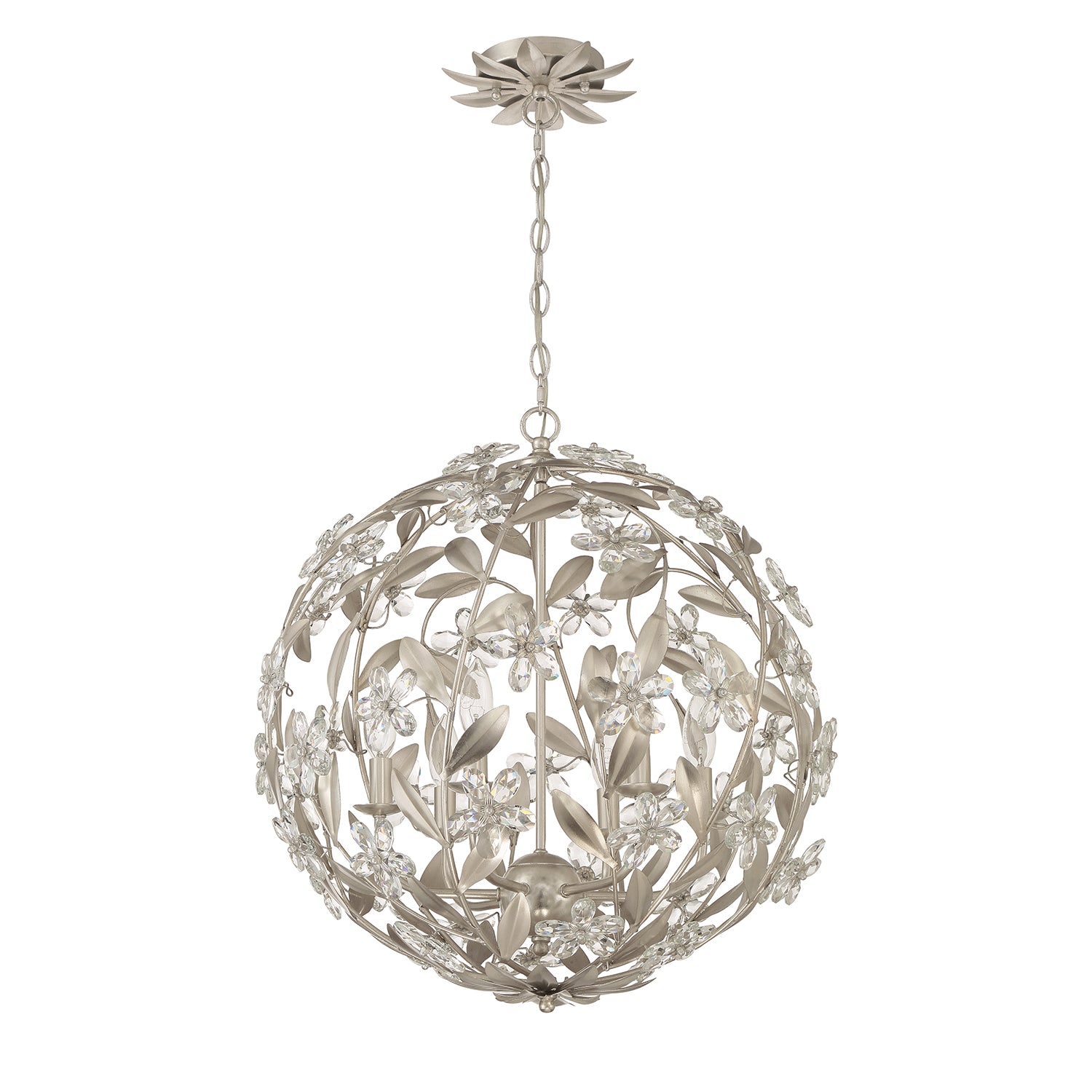Crystorama Marselle MSL-316-SA – 22 Inch – 6 Light – Pendant Light – Antique Silver – Damp Rated