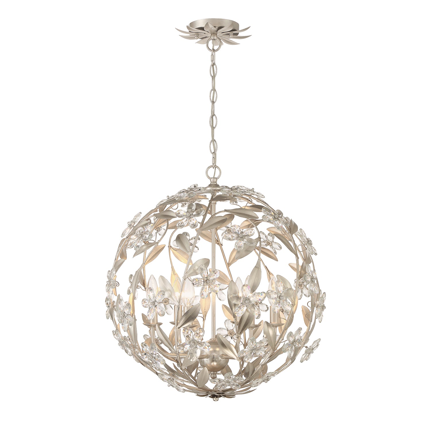 Crystorama Marselle MSL-316-SA – 22 Inch – 6 Light – Pendant Light – Antique Silver – Damp Rated