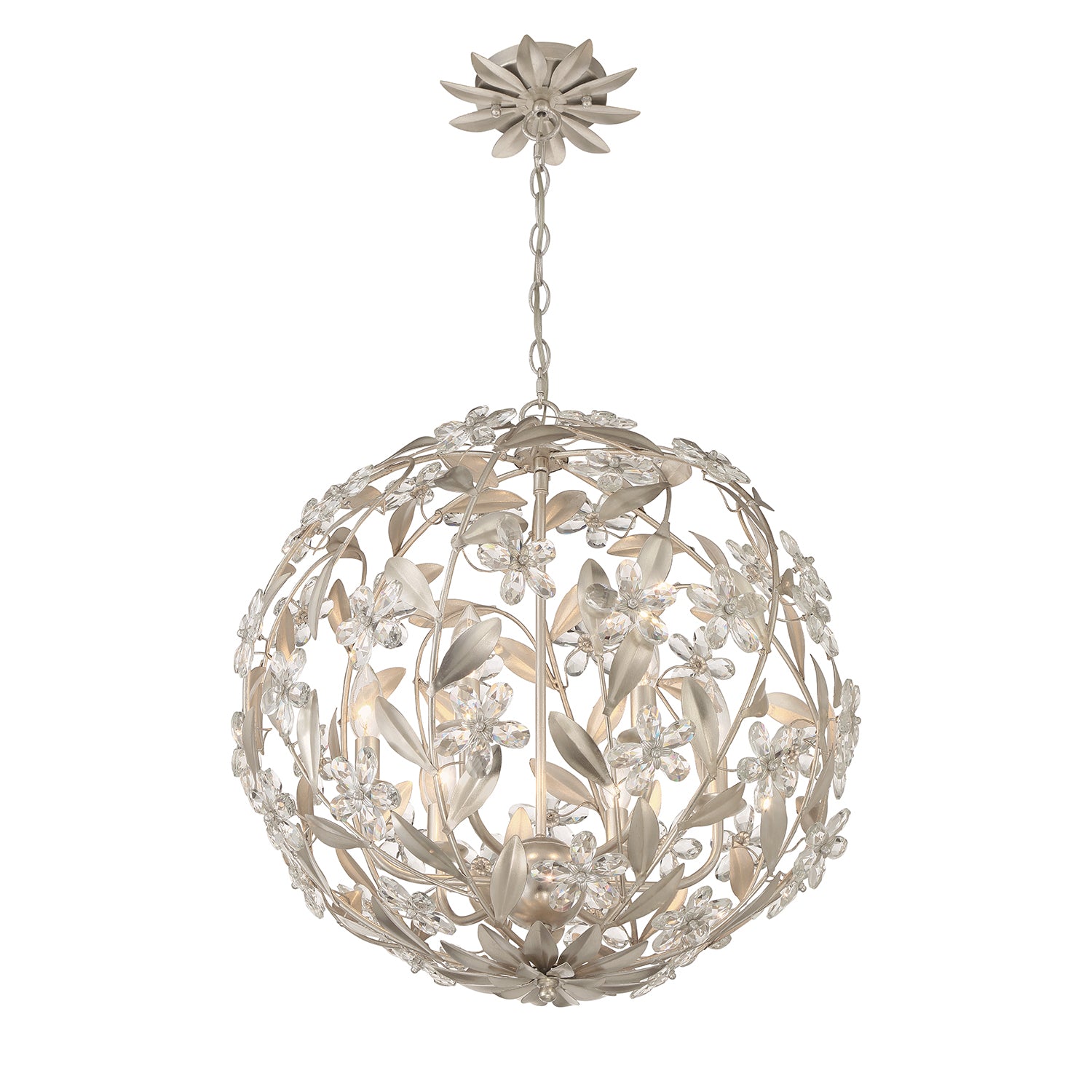 Crystorama Marselle MSL-316-SA – 22 Inch – 6 Light – Pendant Light – Antique Silver – Damp Rated