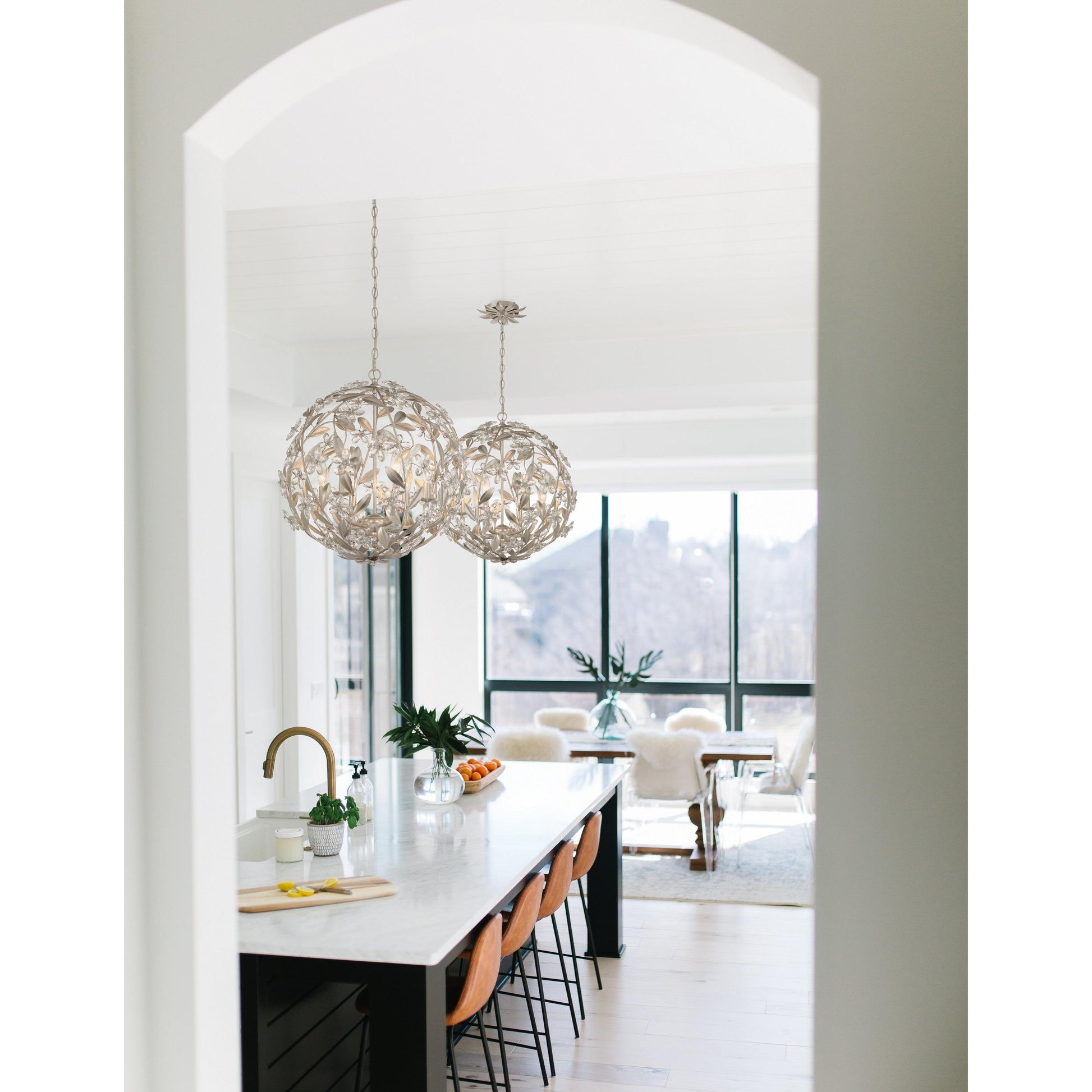 Crystorama Marselle MSL-316-SA – 22 Inch – 6 Light – Pendant Light – Antique Silver – Damp Rated