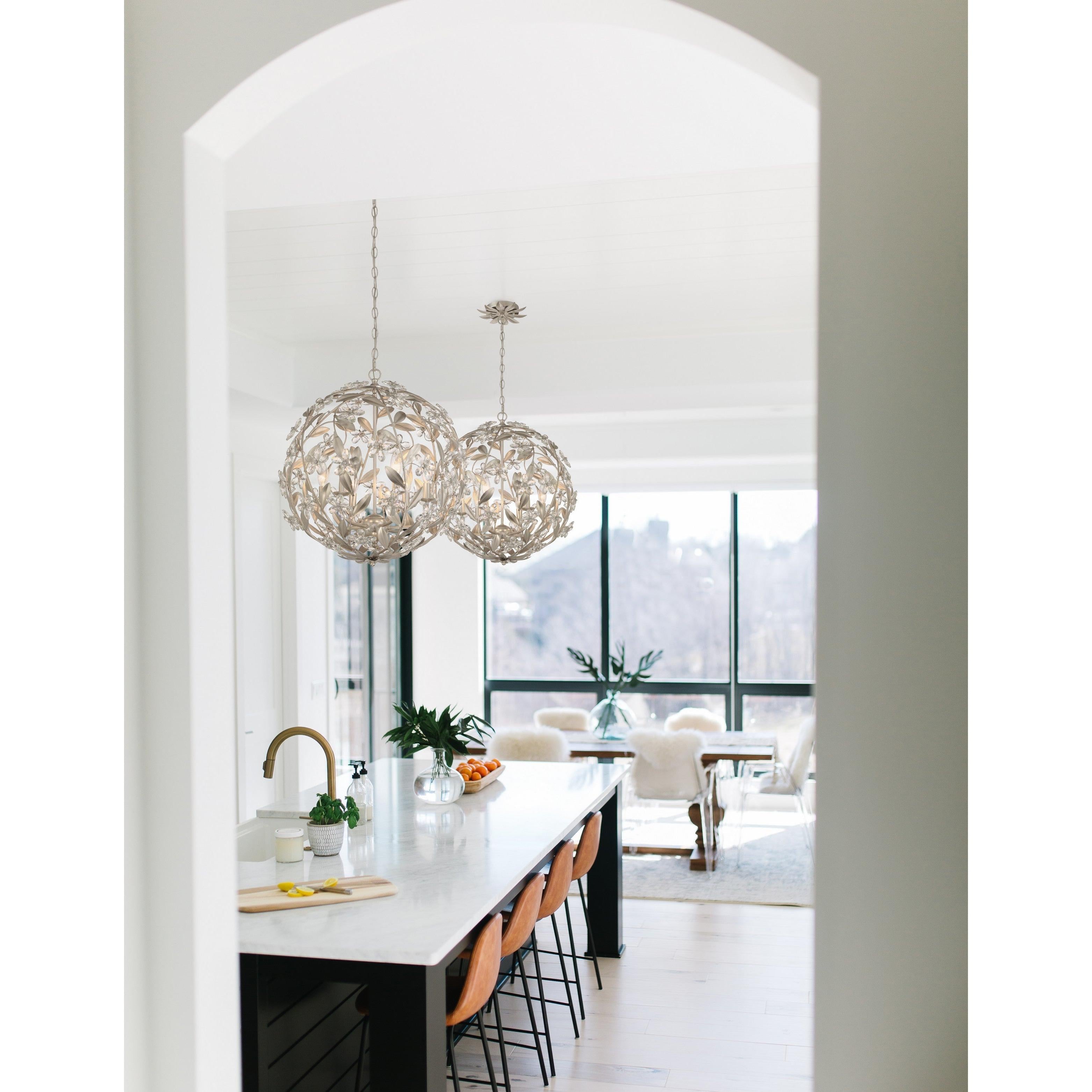 Crystorama Marselle MSL-316-SA – 22 Inch – 6 Light – Pendant Light – Antique Silver – Damp Rated