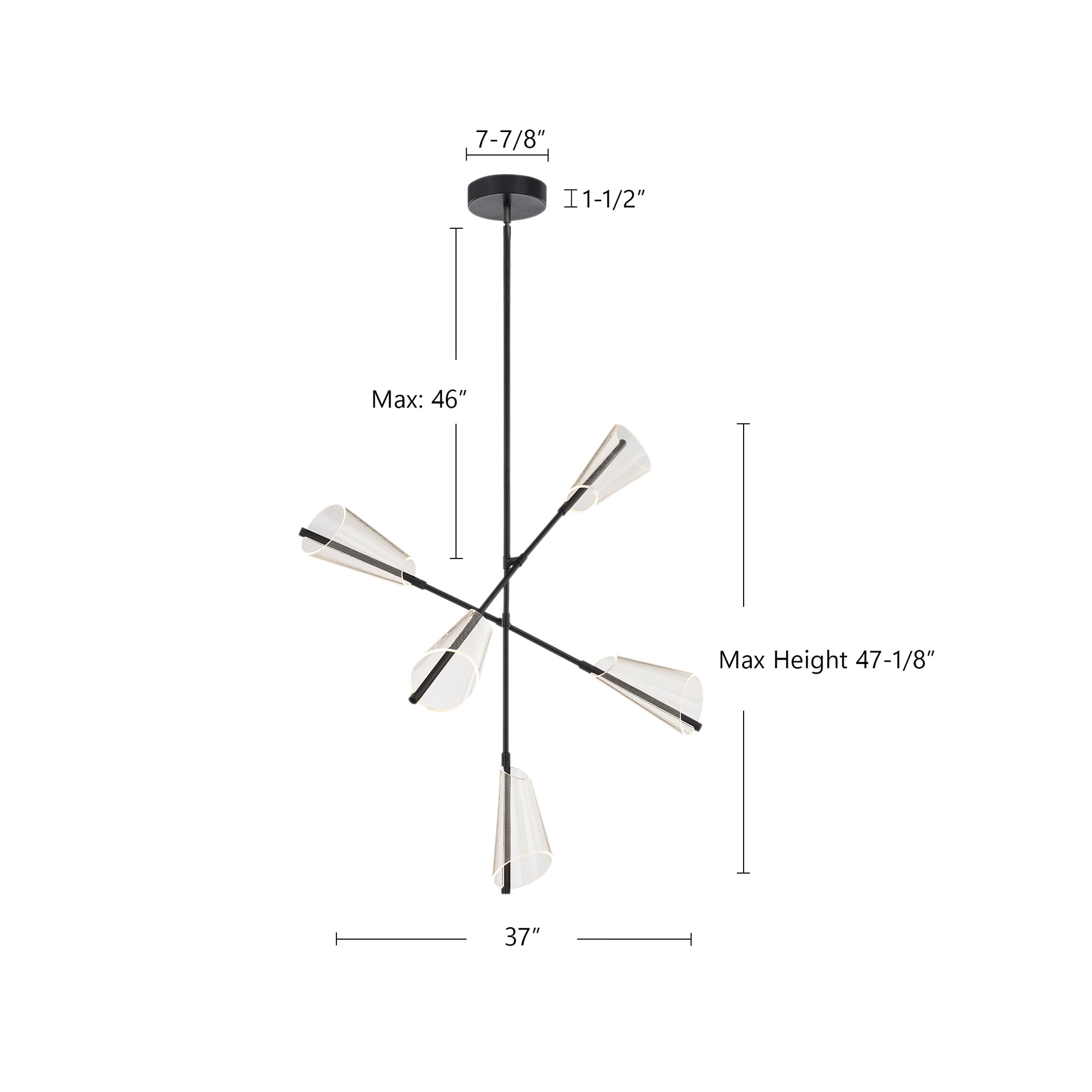 Mulberry 37-in Black/Light Guide LED Chandeliers
