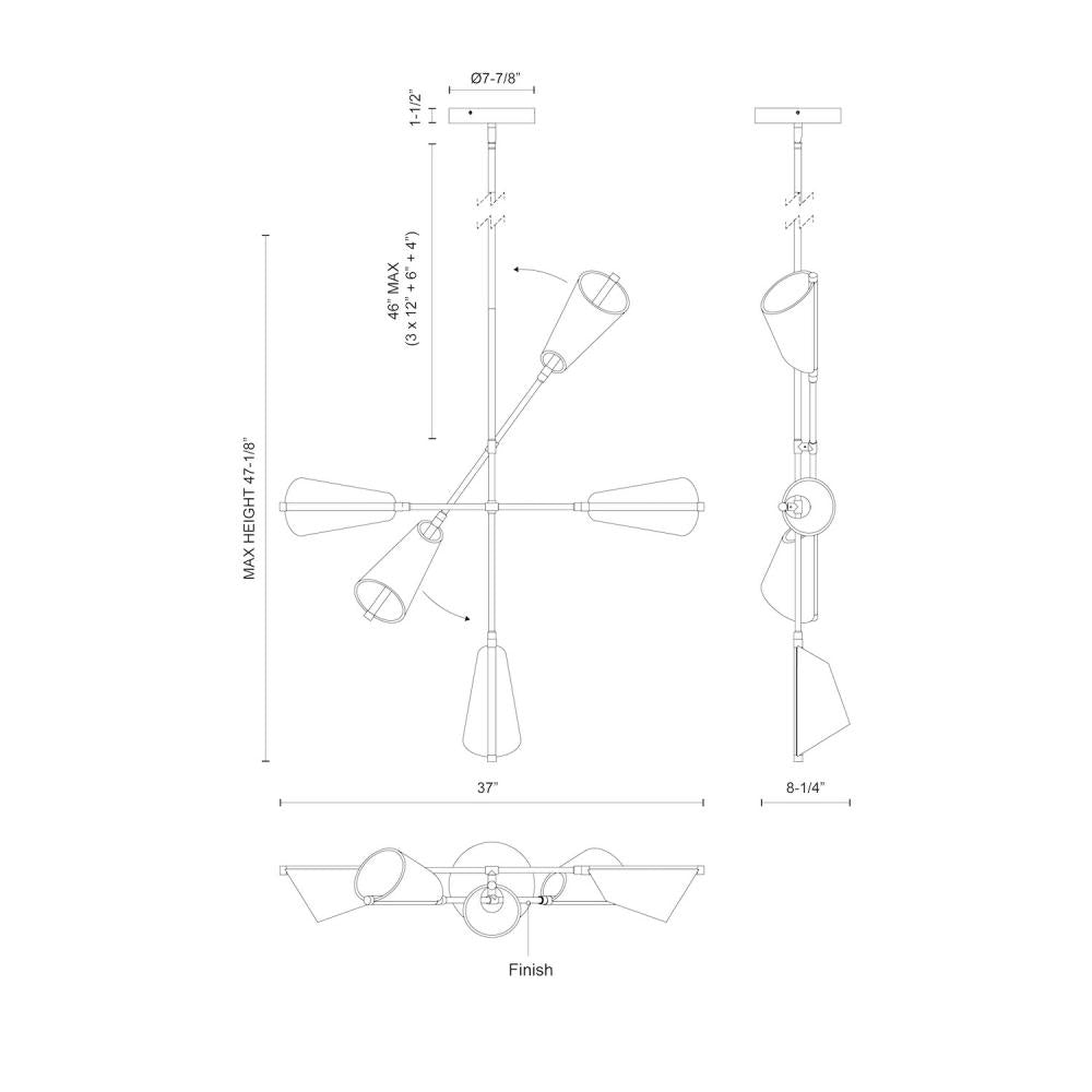 Kuzco Lighting Inc. MULBERRY CH62737-BG/LG Chandelier - Brushed Gold