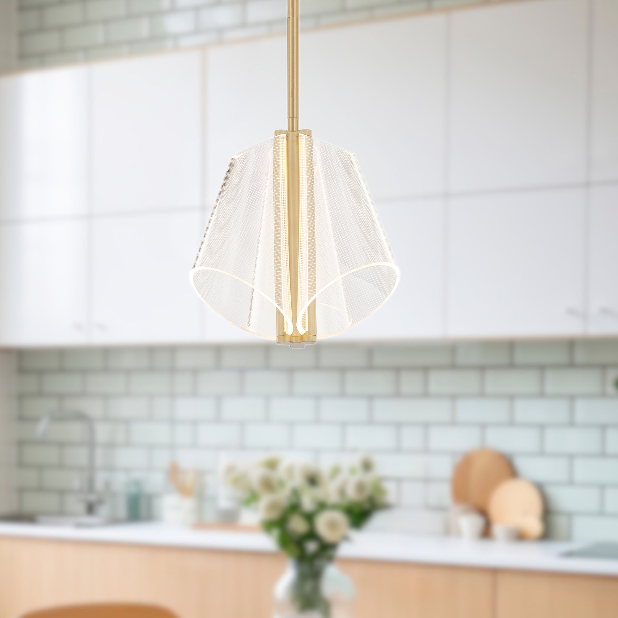 Mulberry 11-in Brushed Gold/Light Guide LED Pendant