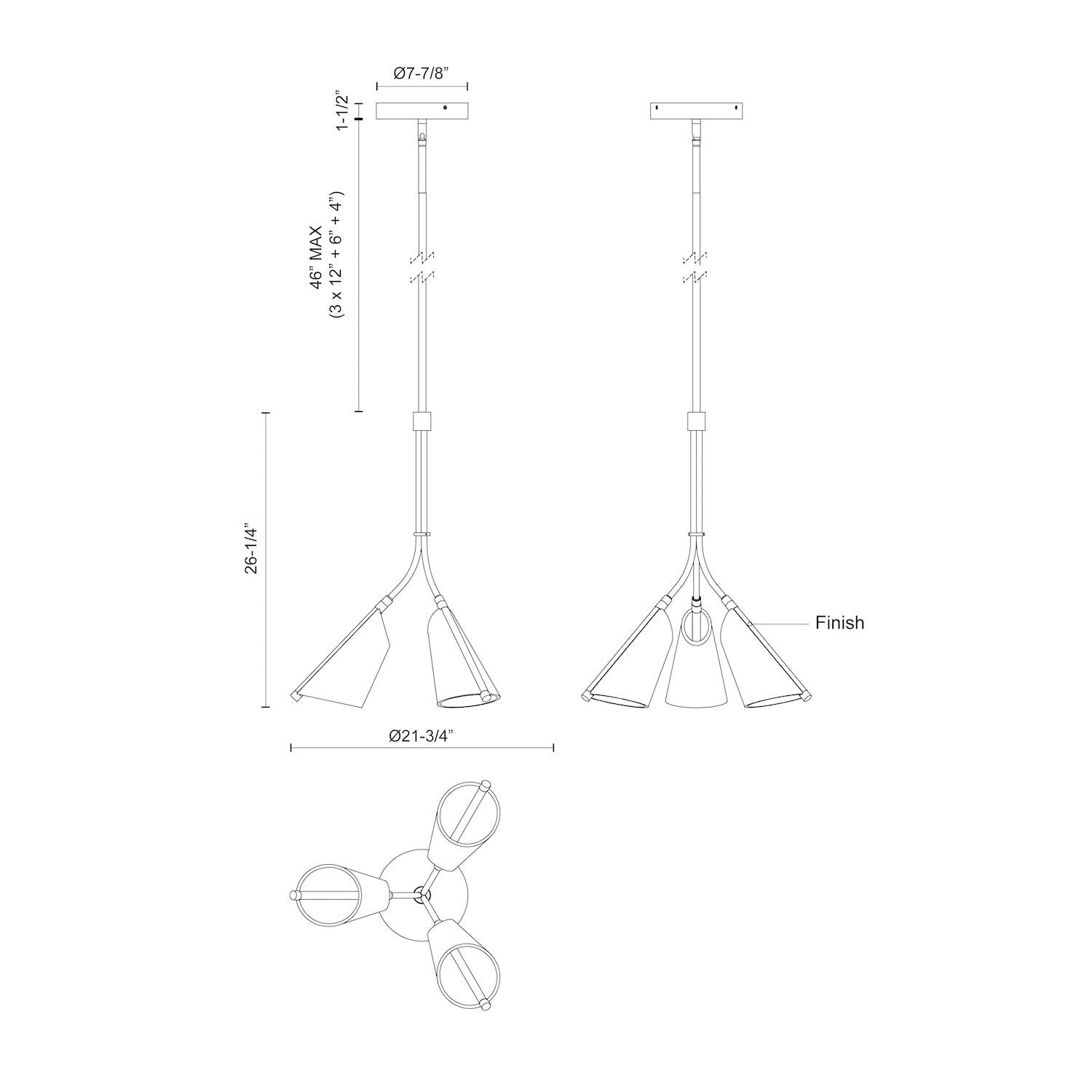 Mulberry 22-in Black/Light Guide LED Pendant
