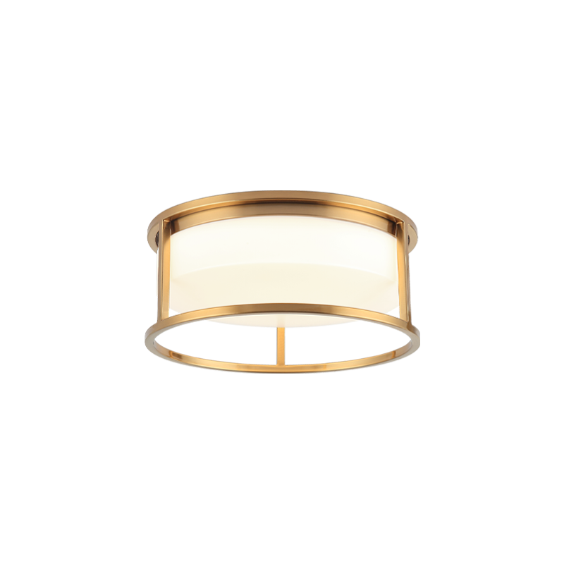 Matteo Framerton M15002AG Gold Flush Mount Ceiling Light Fixture - Aged Gold Brass