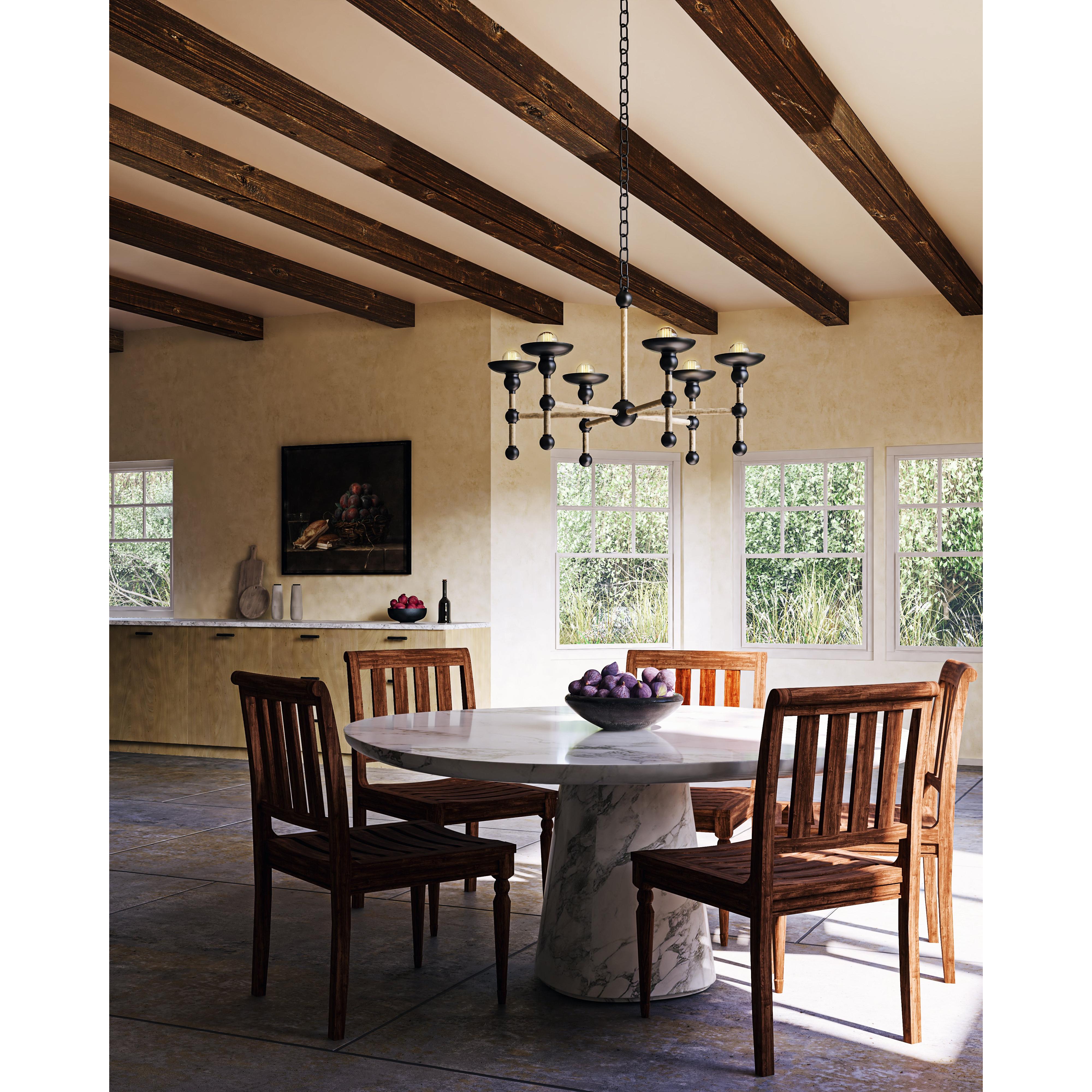 Nadine 25-in Matte Black/Cotton 6 Lights Chandeliers