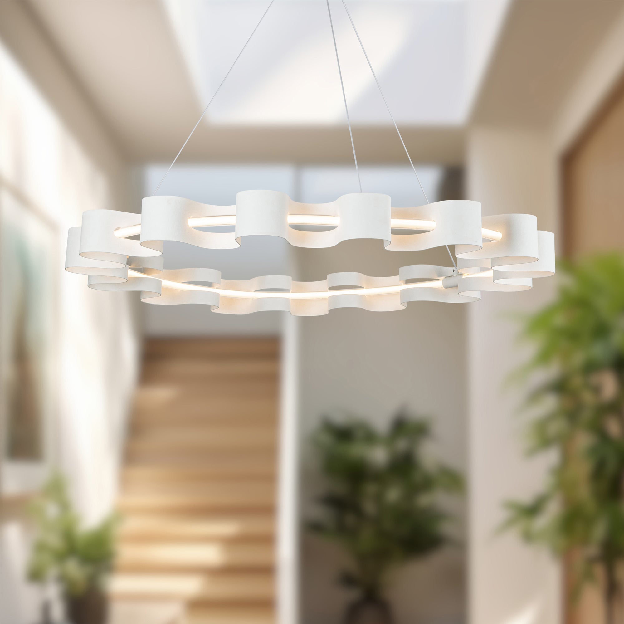 Nami 32-in Antique White LED Chandelier