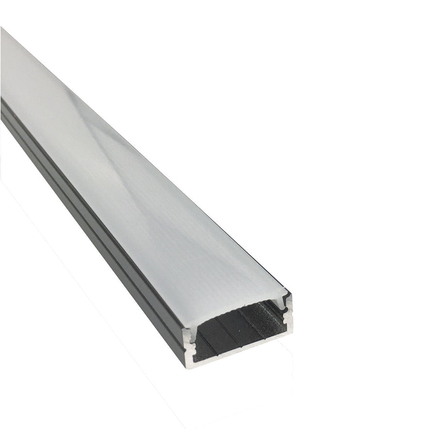 Nora NATL-C24B 4-ft Shallow Channel, Black (Plastic Diffuser and End Caps Included)