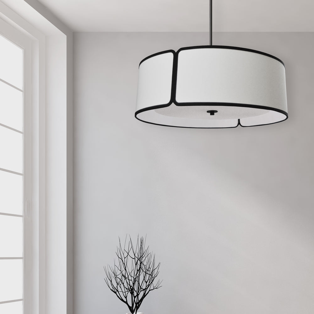 Dainolite NOTCHED DRUM NDR-243P-BK-WH Pendant Modern - Matte Black