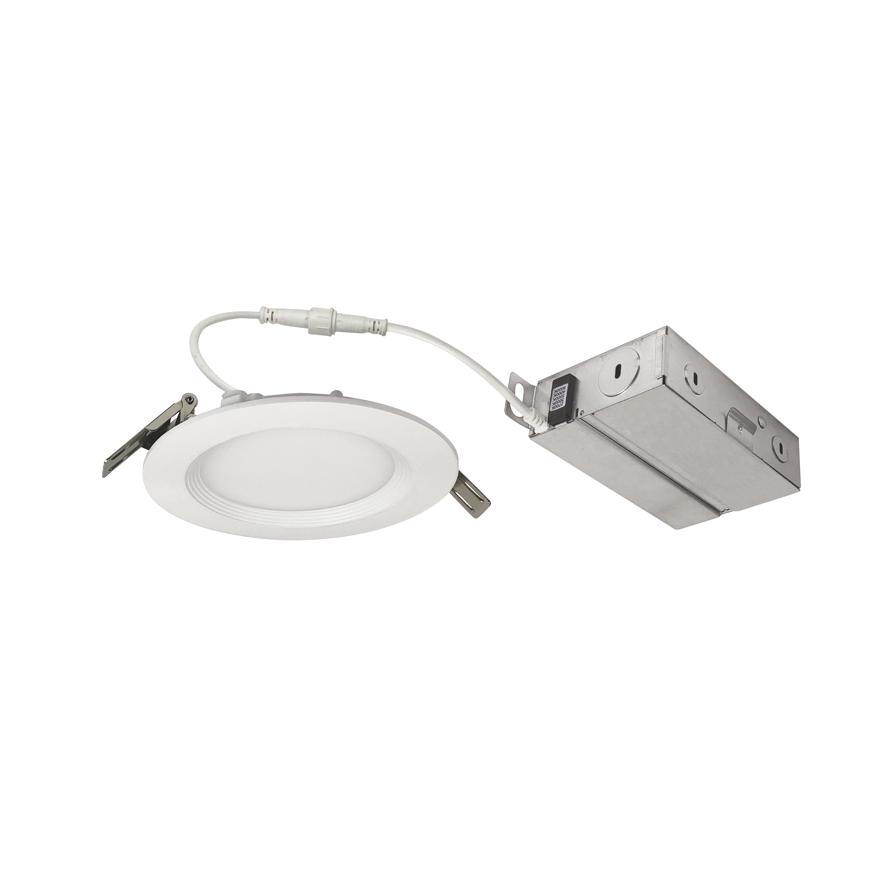 Nora NEFLINTW-R4MPW 4 inch FLIN Round Wafer LED Downlight with Selectable CCT, 950lm / 10.5W, Matte Powder White Finish