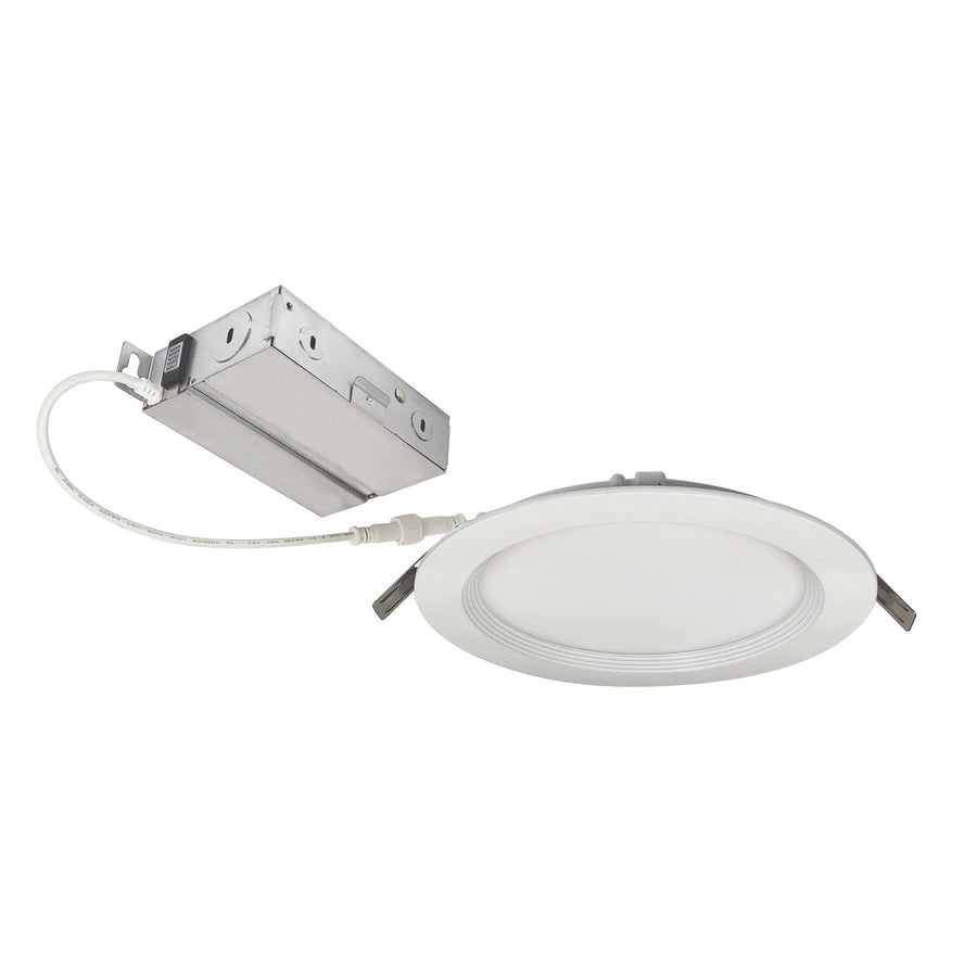 Nora NEFLINTW-R6MPWLE4 6 inch FLIN Round Wafer LED Downlight with Selectable CCT, Matte Powder White Finish, 120-277V Triac/ELV