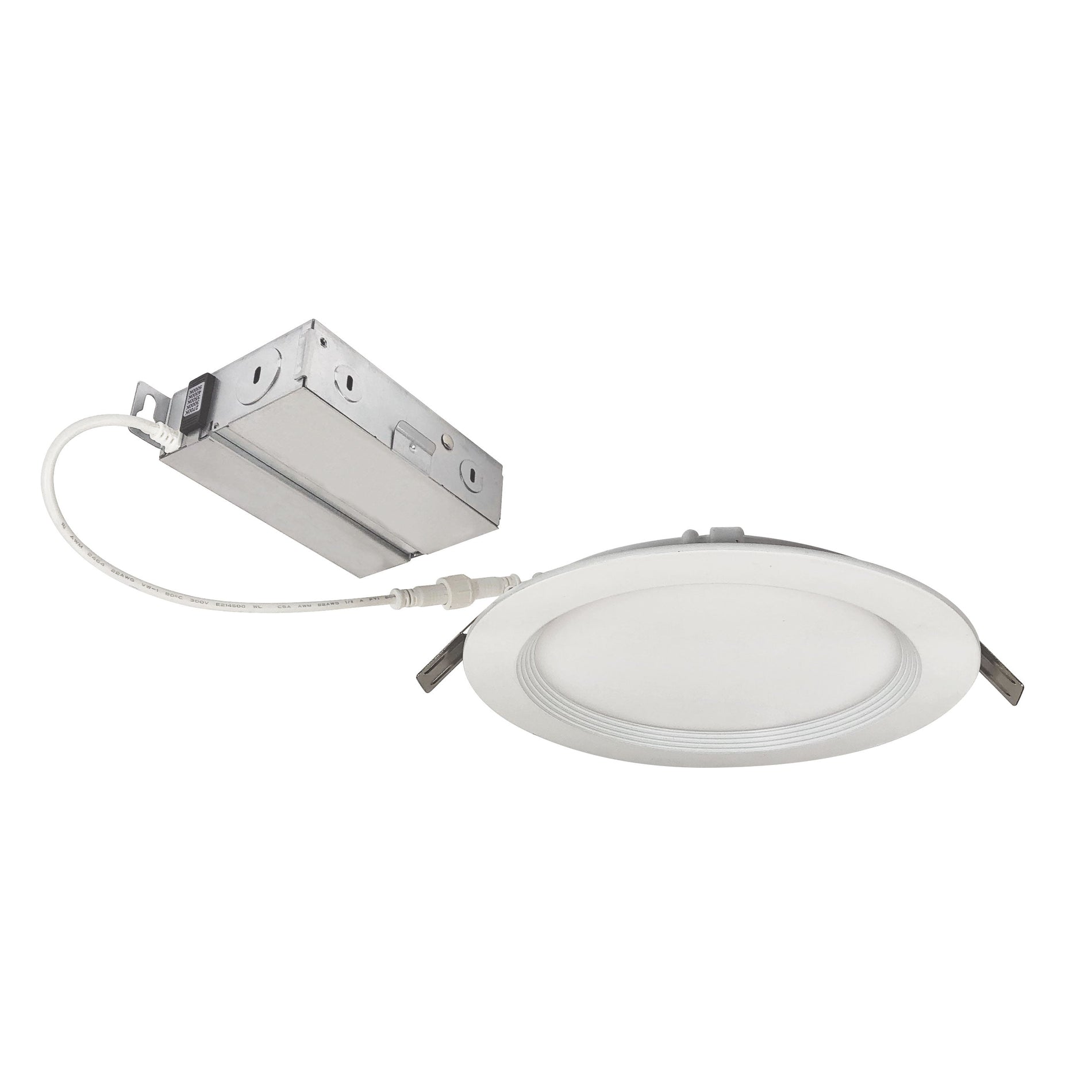 Nora NEFLINTW-R6MPWLE4 6 inch FLIN Round Wafer LED Downlight with Selectable CCT, Matte Powder White Finish, 120-277V Triac/ELV