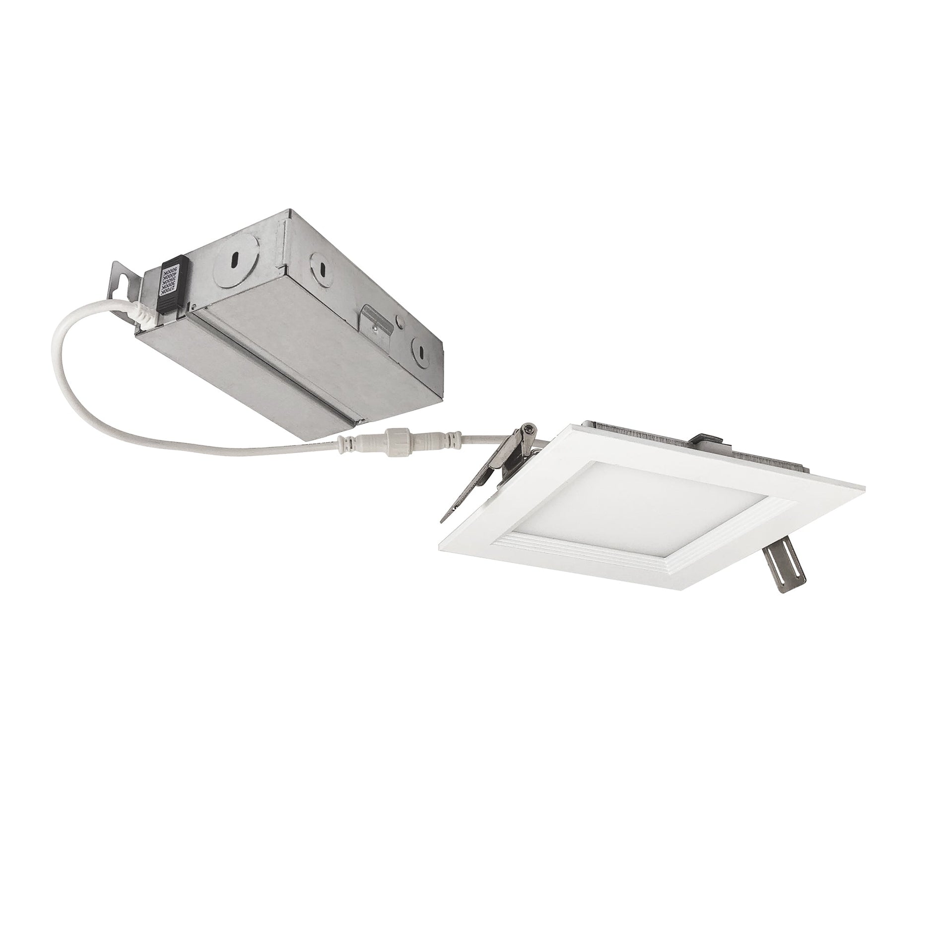 Nora Lighting NEFLINTW-S6MPW — 6" FLIN Square Can-less Wafer LED Downlight, 1200lm / 13.5W, Selectable CCT, White Finish, 120V; Triac/ELV dimming