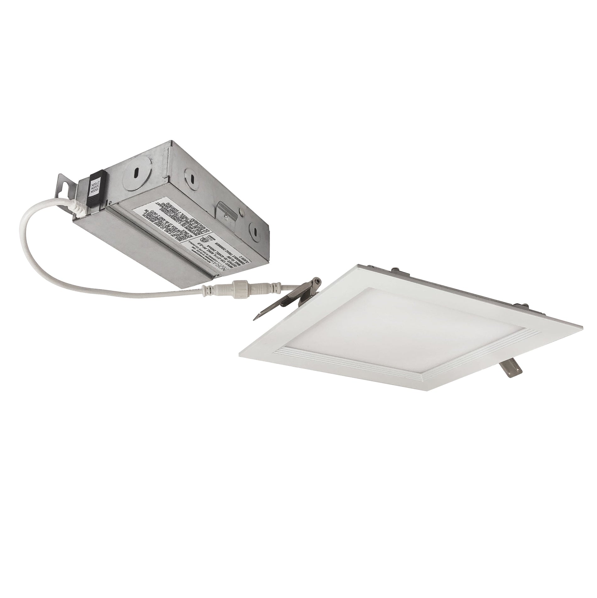 Nora NEFLINTW-S6233MPW 6 inch FLIN Square Wafer LED Downlight with Selectable CCT, 1150lm / 13.5W, Matte Powder White Finish