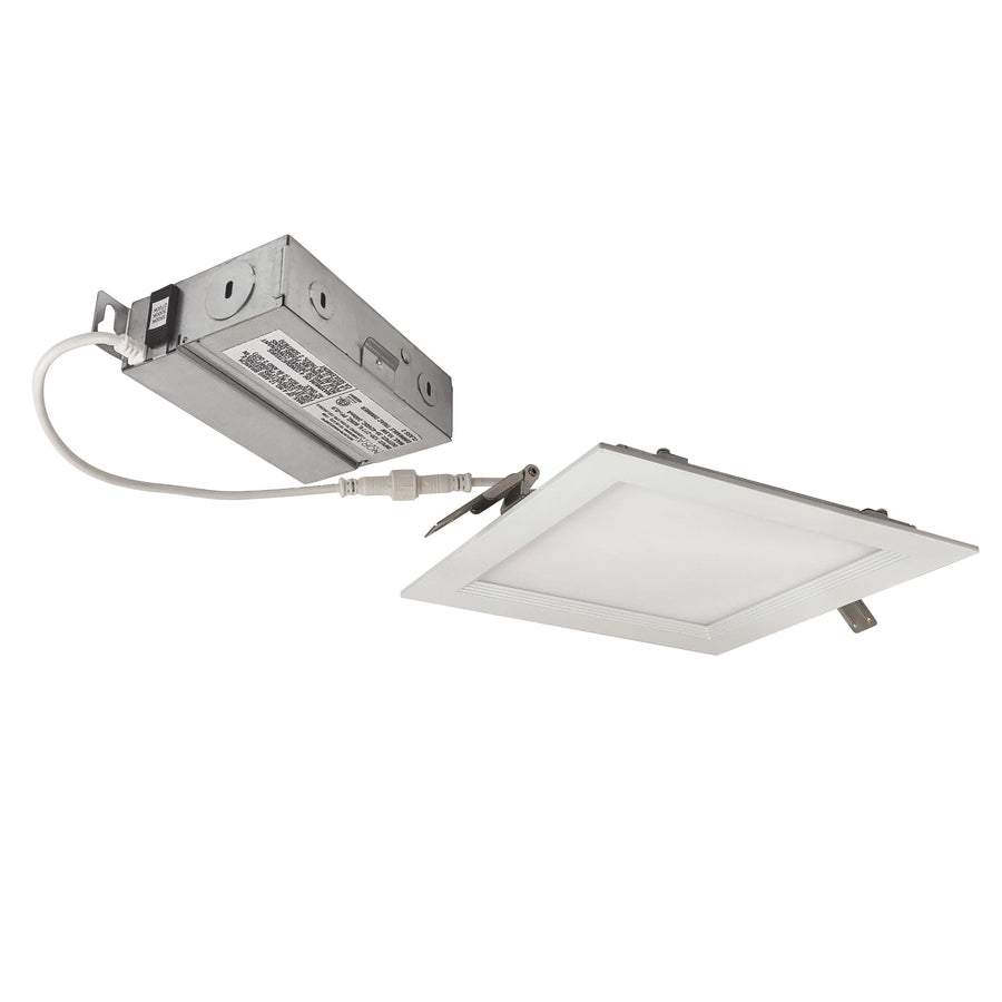Nora NEFLINTW-S6233MPW 6 inch FLIN Square Wafer LED Downlight with Selectable CCT, 1150lm / 13.5W, Matte Powder White Finish