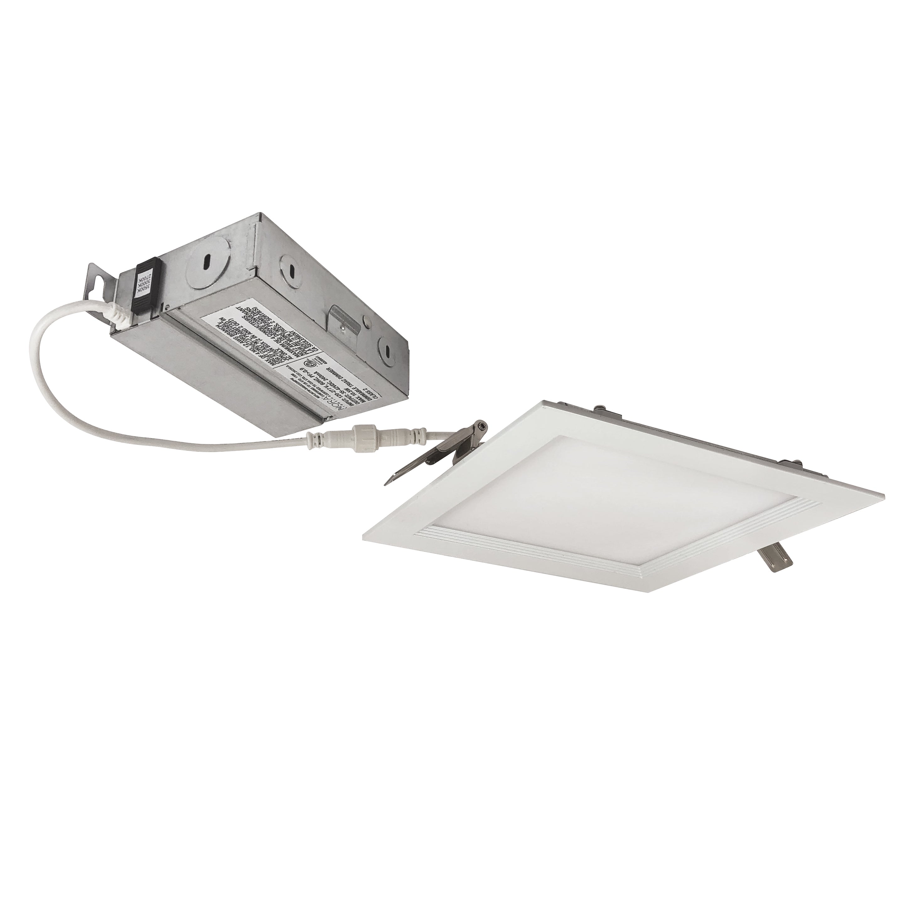Nora NEFLINTW-S6233MPWLE4 6 inch FLIN Square Wafer LED Downlight with Selectable CCT, Matte Powder White Finish, 120-277V Triac/ELV