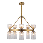 Nelly 26-in Brushed Gold/Clear Ribbed Glass Socket Chandelier