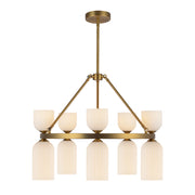 Nelly 26-in Brushed Gold/Glossy Ribbed Opal Glass Socket Chandelier
