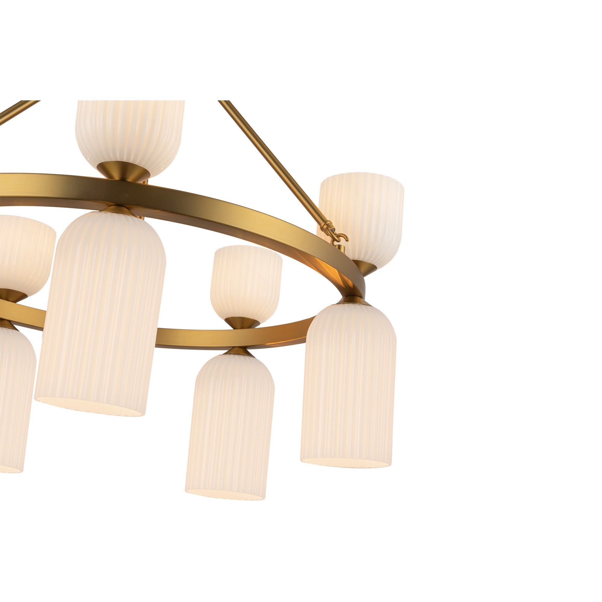 Nelly 26-in Brushed Gold/Glossy Ribbed Opal Glass Socket Chandelier