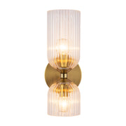 Nelly 12-in Brushed Gold/Clear Ribbed Glass Socket Wall/Vanity Light
