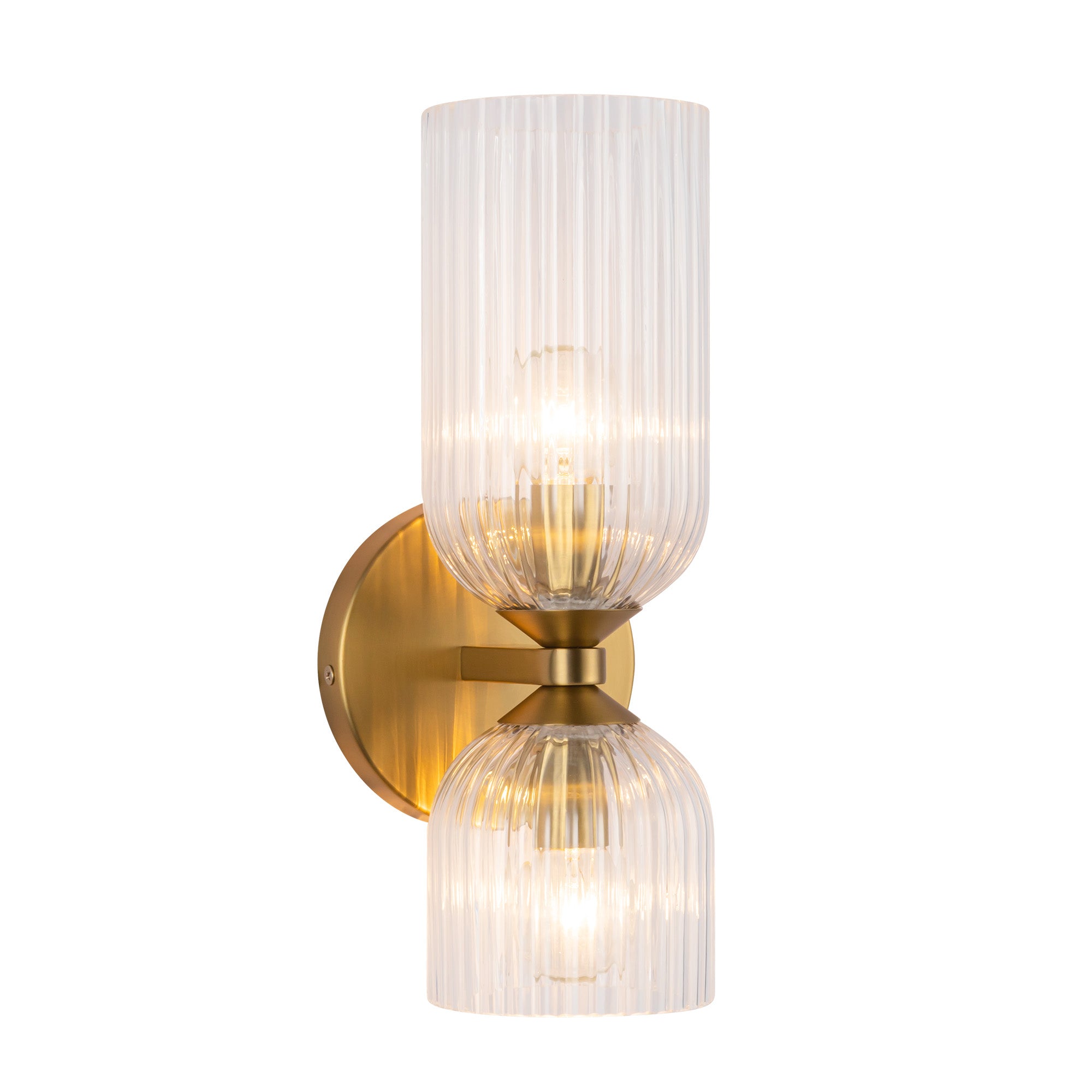 Nelly 12-in Brushed Gold/Clear Ribbed Glass Socket Wall/Vanity Light