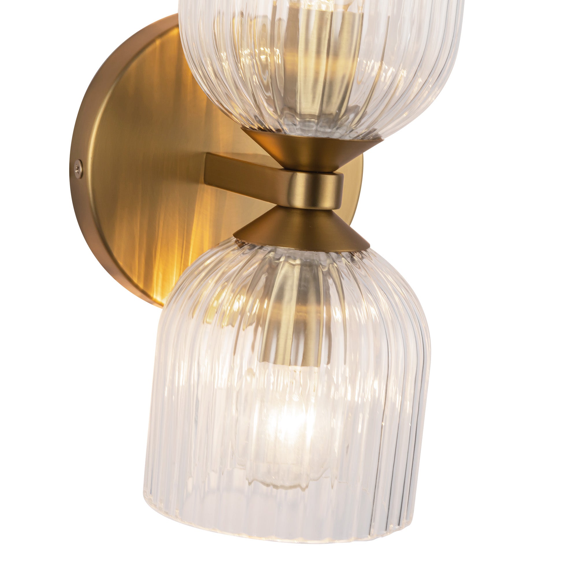 Nelly 12-in Brushed Gold/Clear Ribbed Glass Socket Wall/Vanity Light