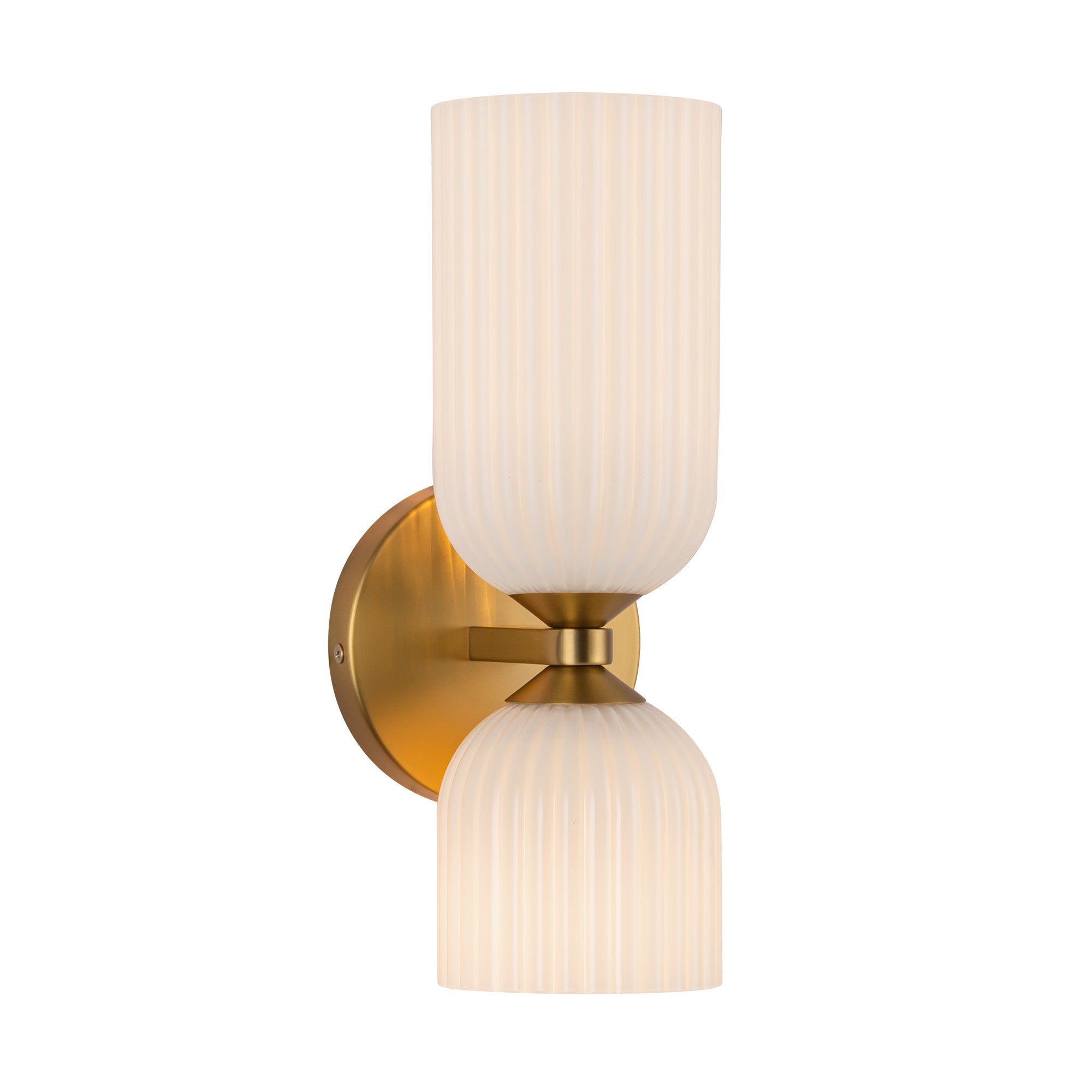 Nelly 12-in Brushed Gold/Glossy Ribbed Opal Glass Socket Wall/Vanity Light
