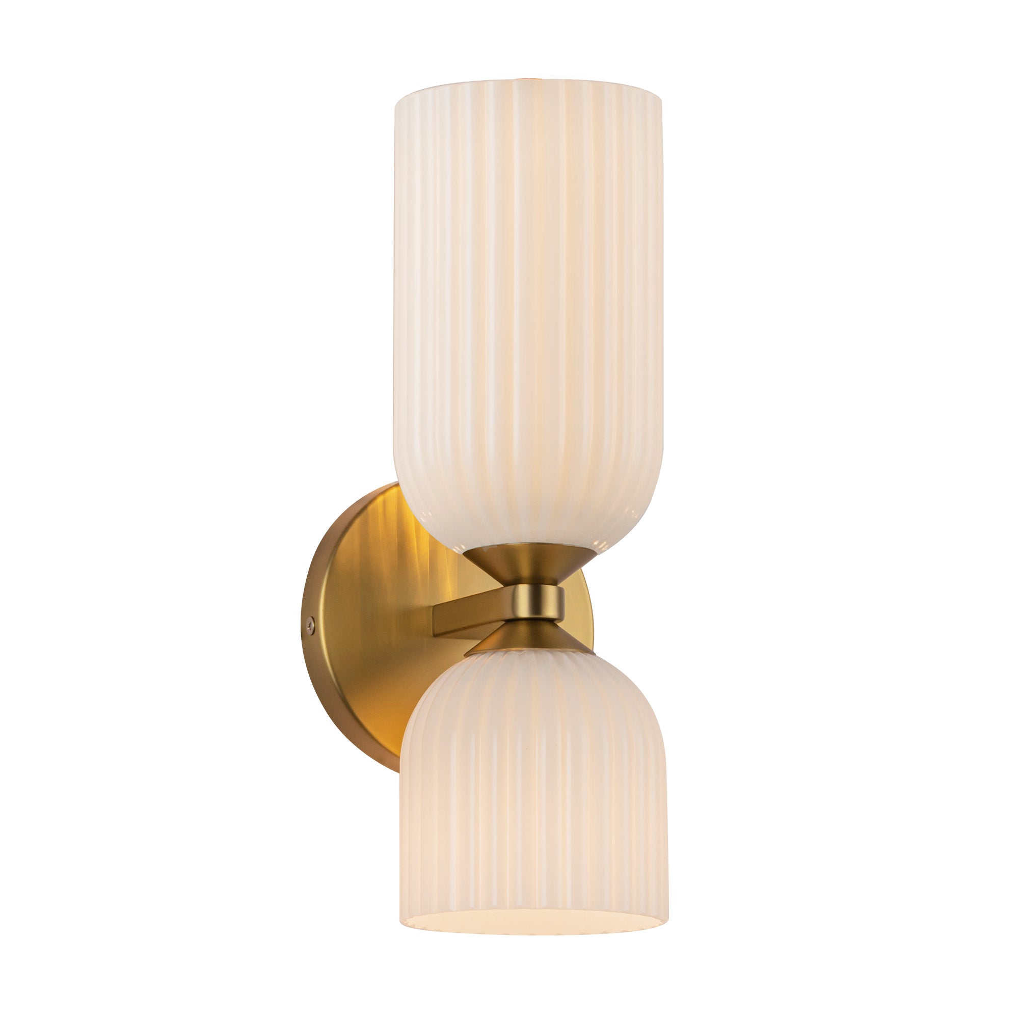 Nelly 12-in Brushed Gold/Glossy Ribbed Opal Glass Socket Wall/Vanity Light