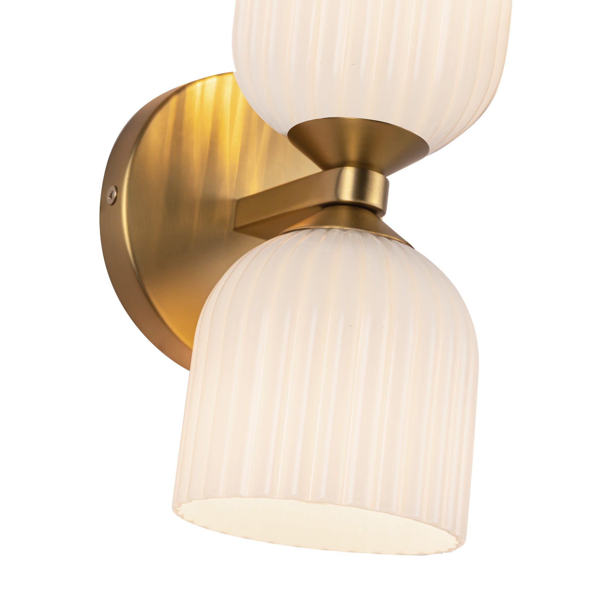 Nelly 12-in Brushed Gold/Glossy Ribbed Opal Glass Socket Wall/Vanity Light