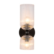 Nelly 12-in Matte Black/Clear Ribbed Glass Socket Wall/Vanity Light