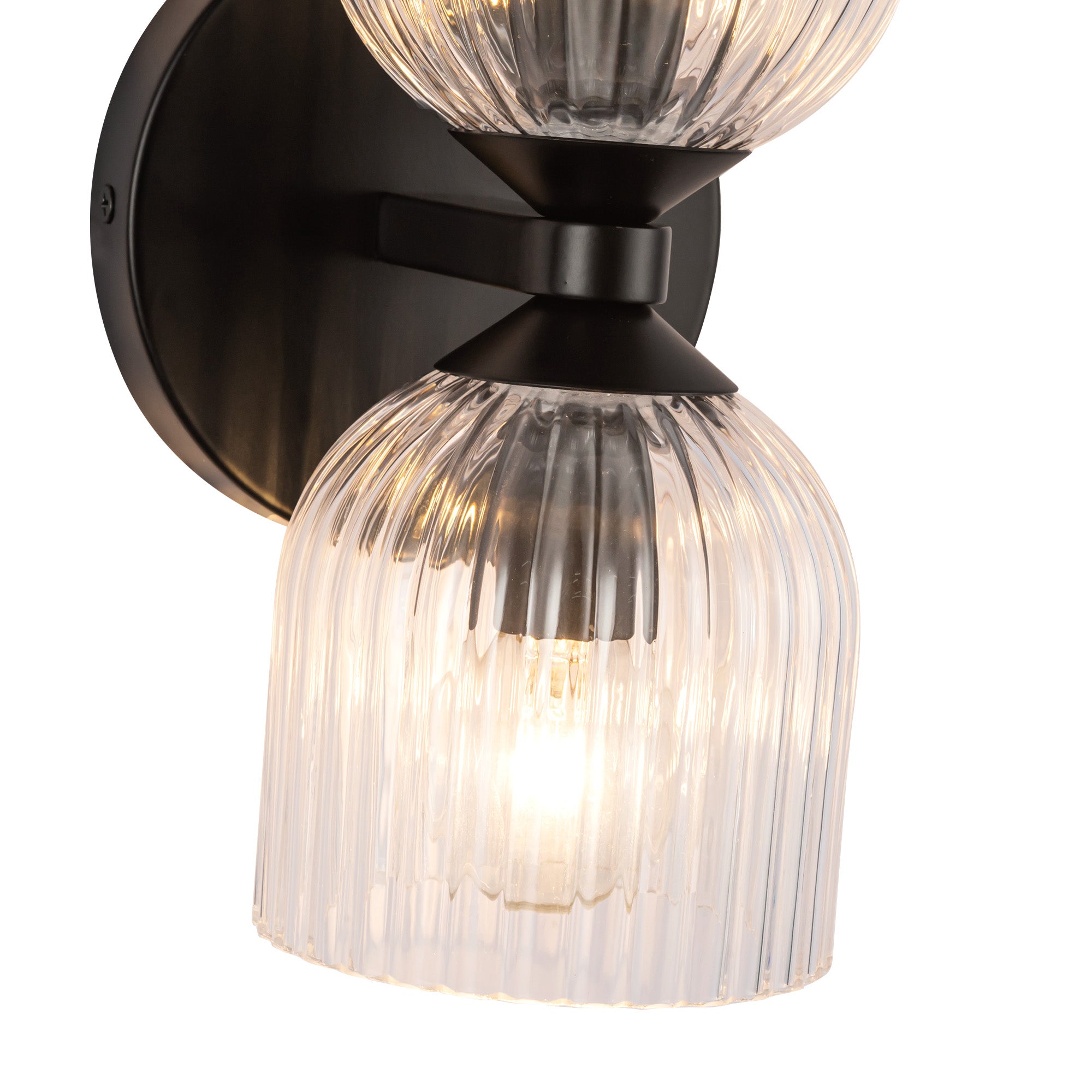Nelly 12-in Matte Black/Clear Ribbed Glass Socket Wall/Vanity Light