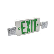 Nora NEX-712-LED/G LED Exit and Emergency Combination with Adjustable Heads, Battery Backup, Green Letters / White Housing