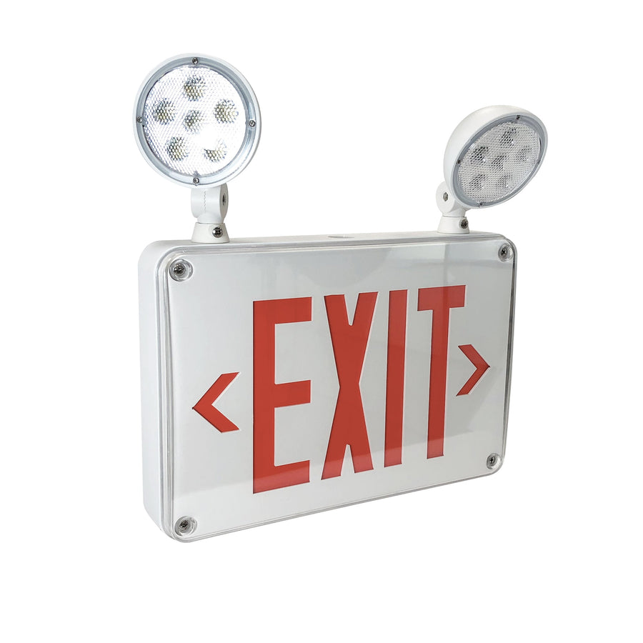 Nora NEX-720-LED/R LED Self-Diagnostic Wet Location Exit & Emergency Sign w/ Battery Backup & Remote Capability, White Housing w/ Red Letters