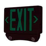 Nora NEX-730-LED/GB LED Exit and Emergency Combination with Adjustable Heads, Green Letters / Black Housing