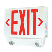 Nora NEX-730-LED/R LED Exit and Emergency Combination with Adjustable Heads, Red Letters / White Housing