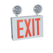 Nora NEX-752-LED/R2 NYC Approved Steel LED Exit with Two Adjustable Heads, 3W / 220lm, Battery Backup, White Housing w/ Red Letters