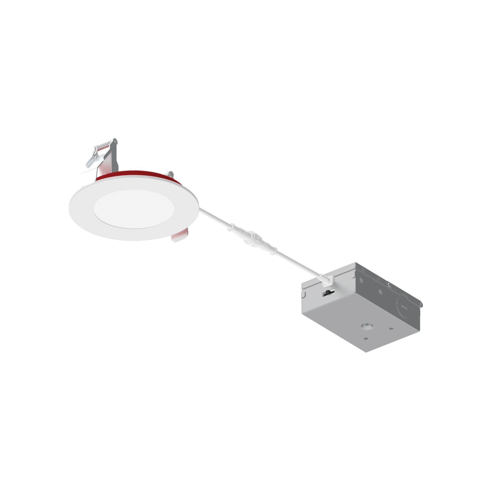 Nora NFRC-R4W1TWMPW 4 inch Fire Rated Can-less Flat LED Downlight, Selectable CCT, 1200lm / 12W, Matte Powder White Finish
