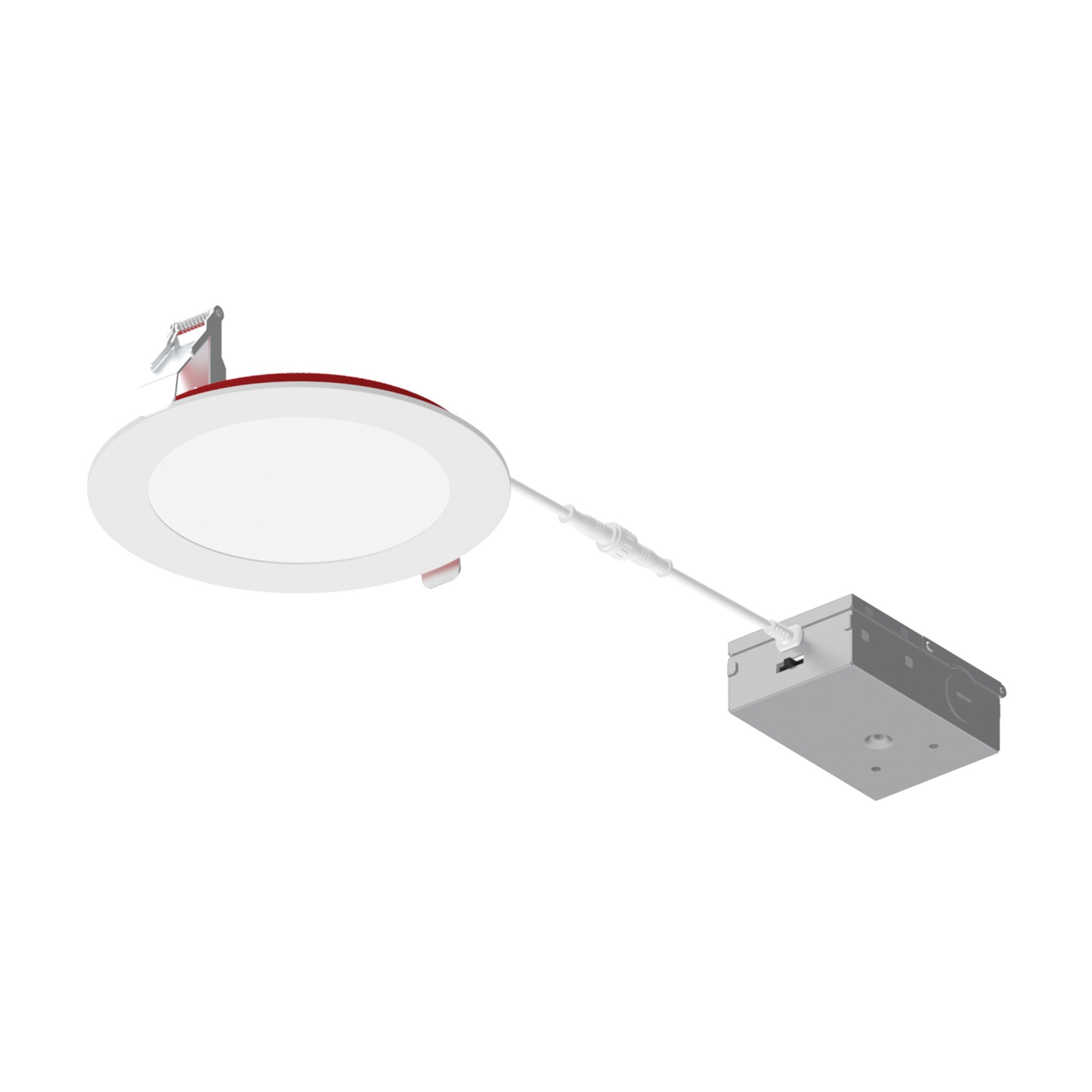 Nora NFRC-R6W1TWMPW 6 inch Fire Rated Can-less Flat LED Downlight, Selectable CCT, 1550lm / 15W, Matte Powder White Finish