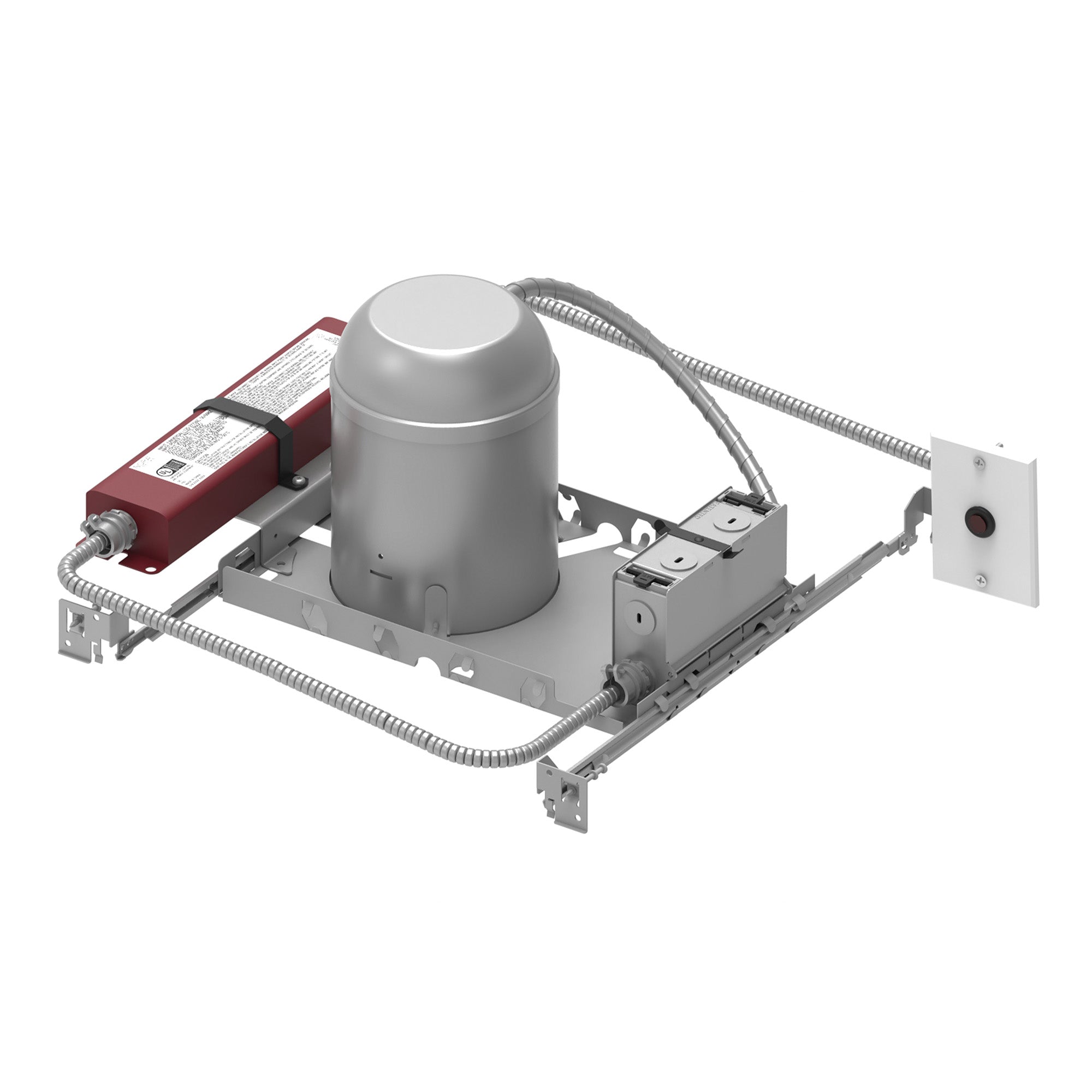 Nora NHIC-5LMRAT/EM 5 inch IC, AT LED Dedicated New Construction Housing, 120V, Triac/ELV Dimming, w/ Emergency Battery and Remote Test Switch
